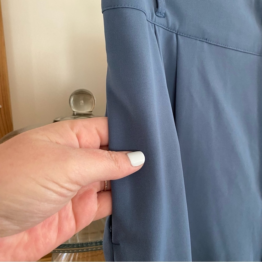 Halara Blue High Waisted Button Shirred Straight Leg Work Trouser Pants Large - Picture 7 of 15